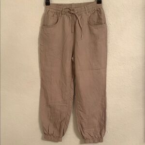 Zara Women’s Joggers Beige Latte Drawstring Pockets Tapered Leg Size S